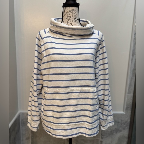 Orvis Sweaters - Orvis Women’s Lightweight Blue and White Striped Cowl Neck Sweater Size Large